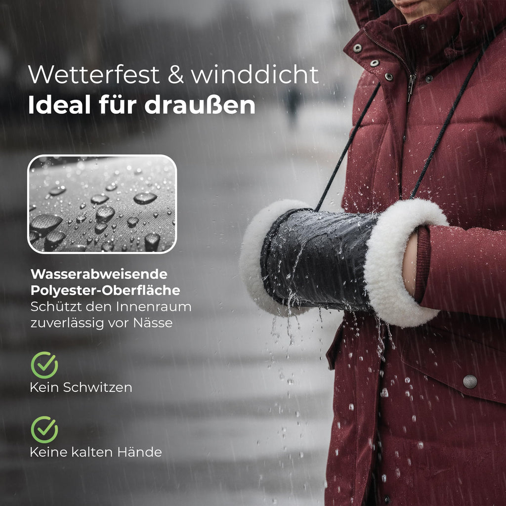 Handmuff Detail Schurwoll-Fuetterung