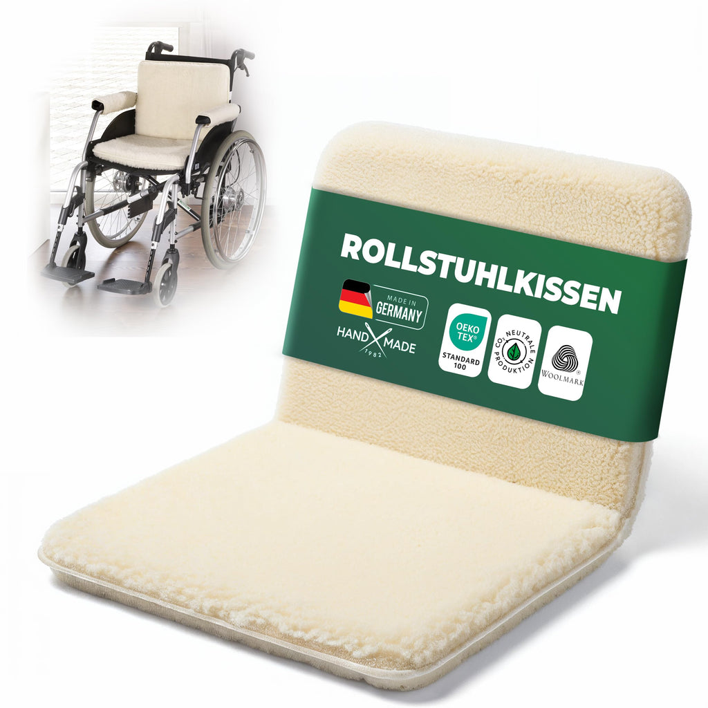 Rollstuhl Sitzpolster 50x80 cm Natur Schurwolle