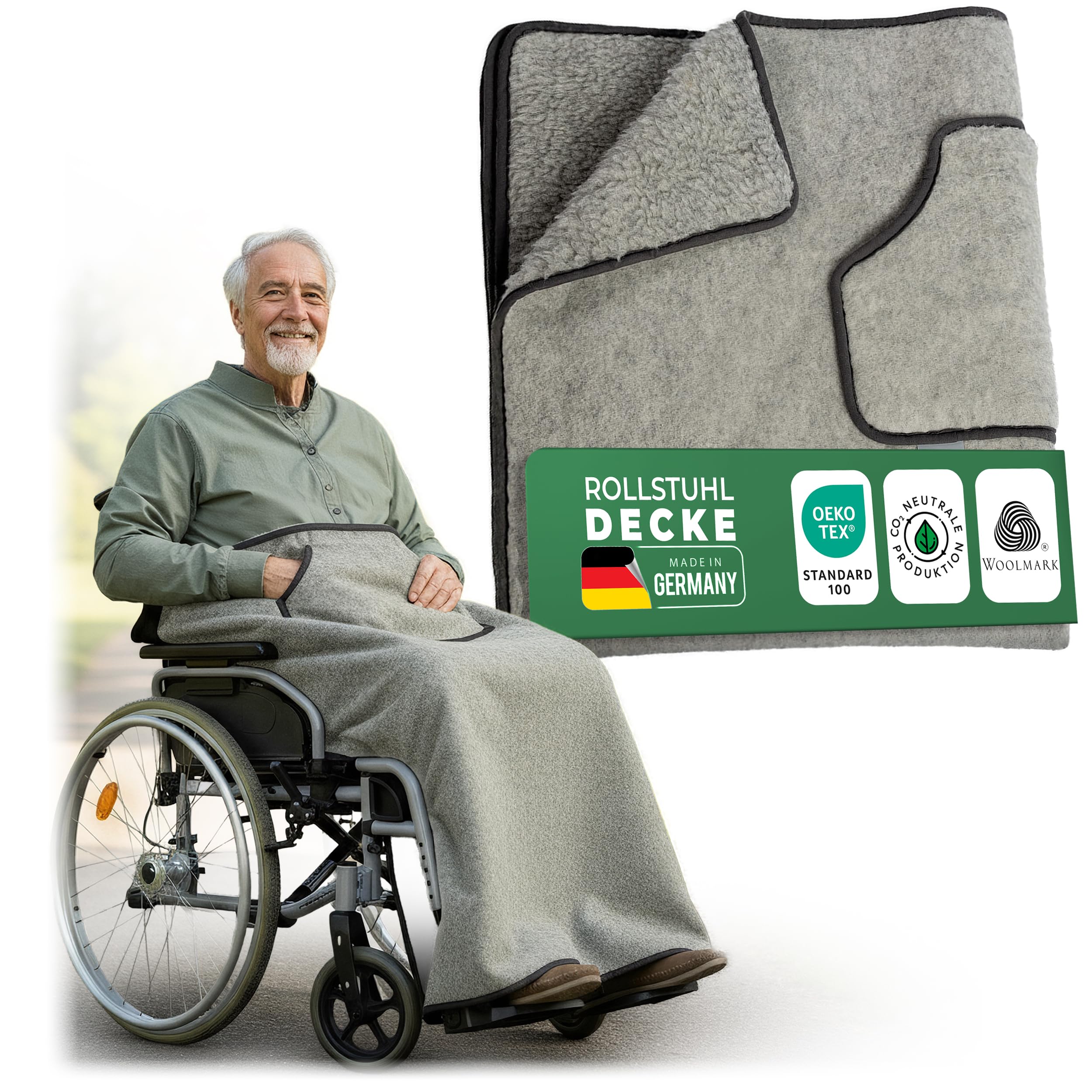 Schurwoll-Fleece Kniedecke Grau