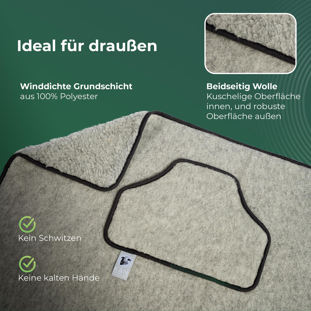 Kniedecke Fleece Anwendung im Sessel
